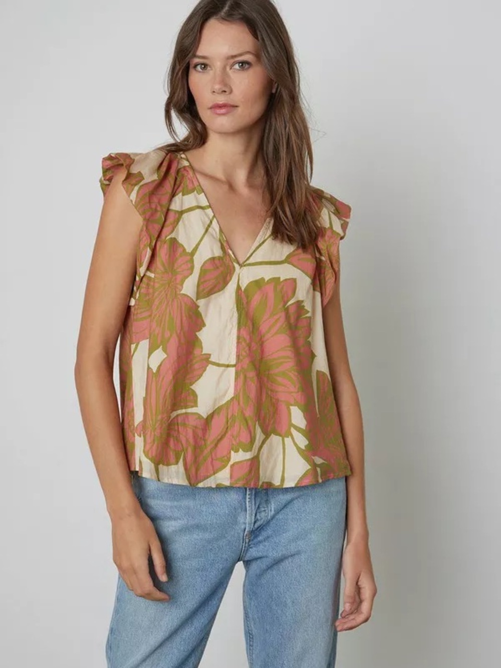 Kadence Printed Silk Cotton Voile Top , Velvet by Graham & Spencer